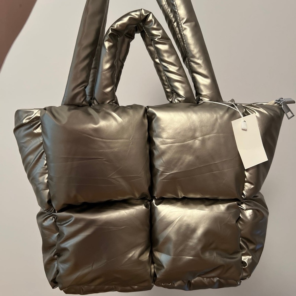 Metallic Puffer Tote Bag